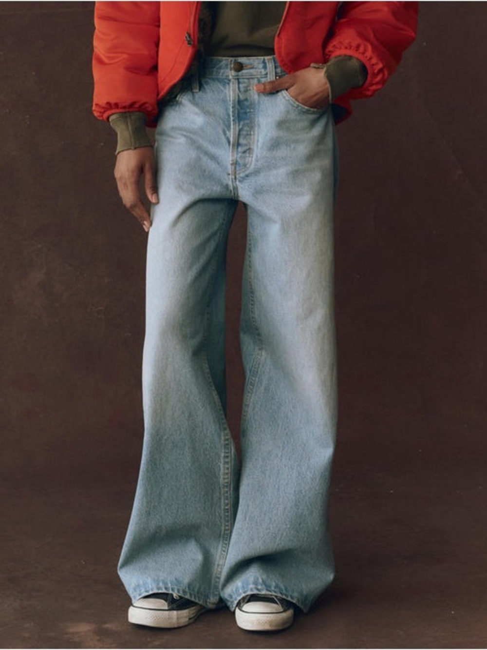 THE GREAT. slouch wide leg jean in tidal wash